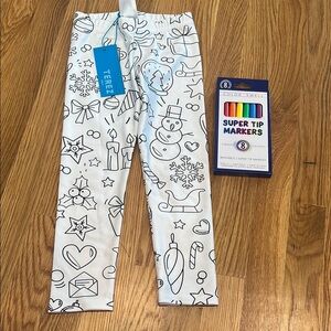 Terez White Interactive color me Leggings holiday winter Design new size 5